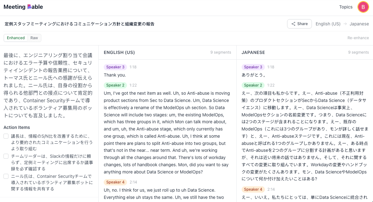 AI-generated meeting summary with key points